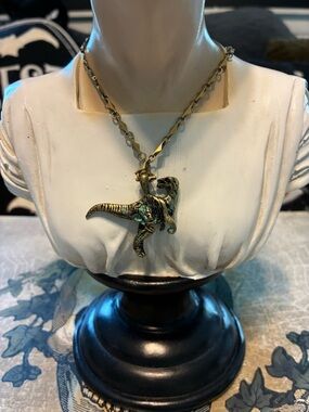 Gothic T-Rex necklace Antique Bronze Large Link Chain